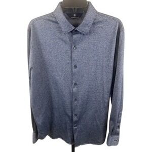 Hart Schaffner Marx 100%‎ Cotton Blue Geometric Long Sleeve Shirt Men's Large